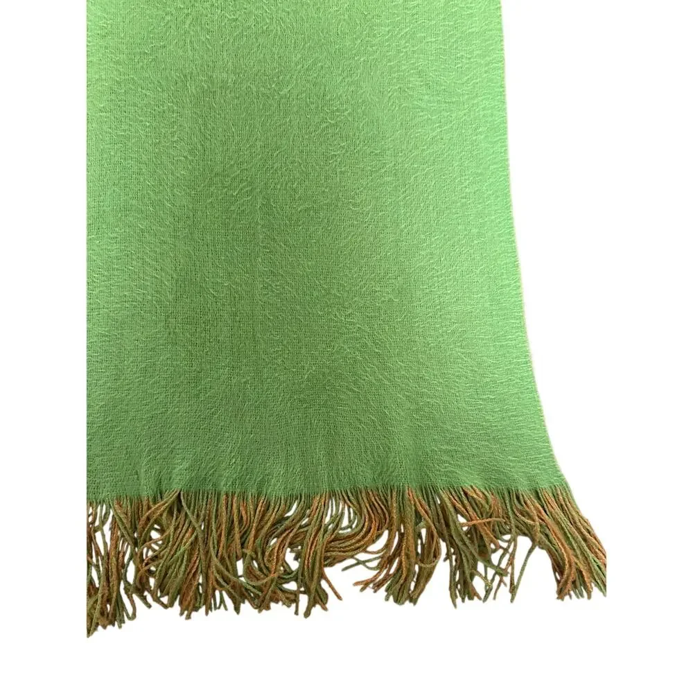 Vibrant Orange & Green Oversized Reversible Faux Mohair Scarf